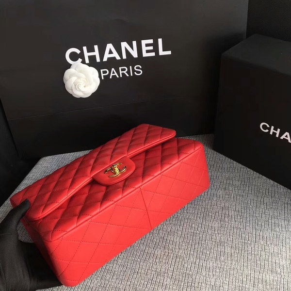 Chanel Flap Shoulder Bags Red Original Lambskin Leather CF1113 Glod Chanel Flap Shoulder Bags Red Original Lambskin Leather CF1113 Glod