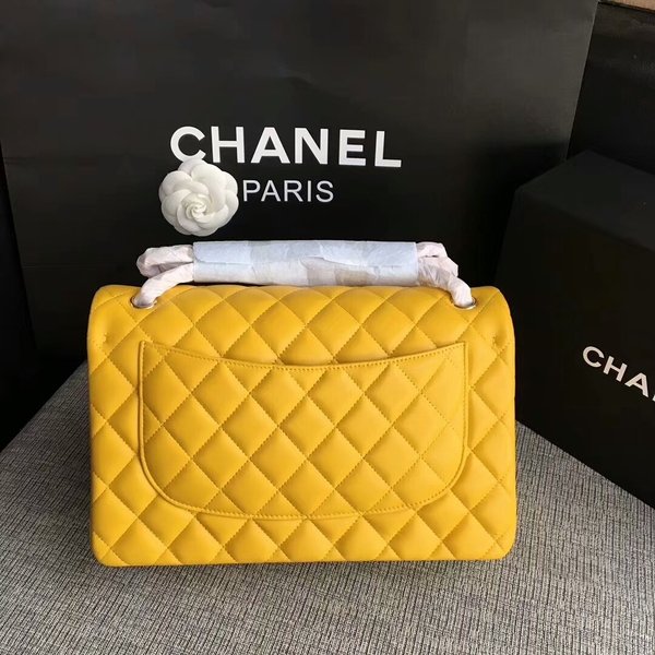 Chanel Flap Shoulder Bags Yellow Original Lambskin Leather CF1113 Glod Chanel Flap Shoulder Bags Yellow Original Lambskin Leather CF1113 Glod