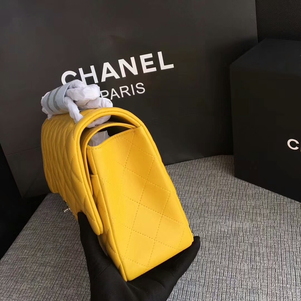 Chanel Flap Shoulder Bags Yellow Original Lambskin Leather CF1113 Silver Chanel Flap Shoulder Bags Yellow Original Lambskin Leather CF1113 Silver