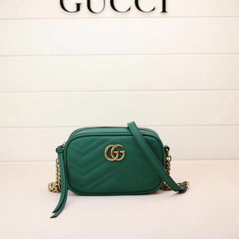 Gucci GG Marmont Matelasse mini Bag 448065 Green Gucci GG Marmont Matelasse mini Bag 448065 Green