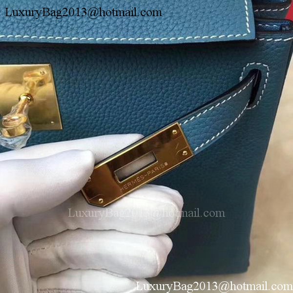 Hermes Kelly 32cm Shoulder Bag TOGO Leather KY32 Blue Hermes Kelly 32cm Shoulder Bag TOGO Leather KY32 Blue