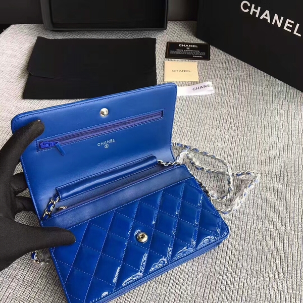 Chanel WOC Flap Bag Patent Leather A33814C Blue Chanel WOC Flap Bag Patent Leather A33814C Blue