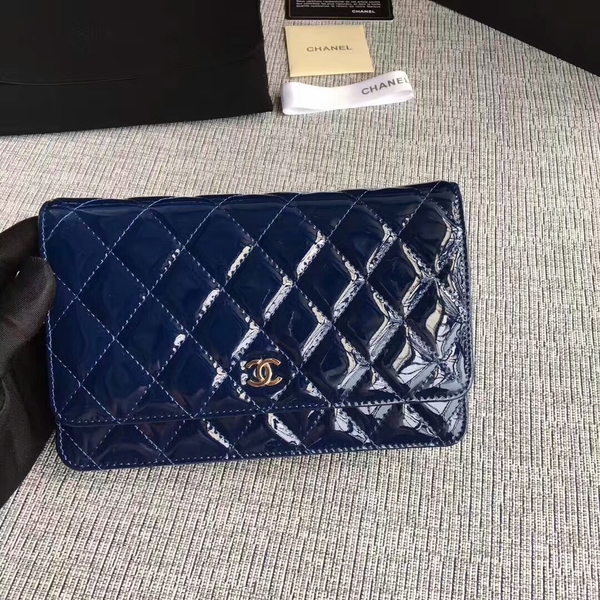 Chanel WOC Flap Bag Patent Leather A33814C Dark Blue Chanel WOC Flap Bag Patent Leather A33814C Dark Blue