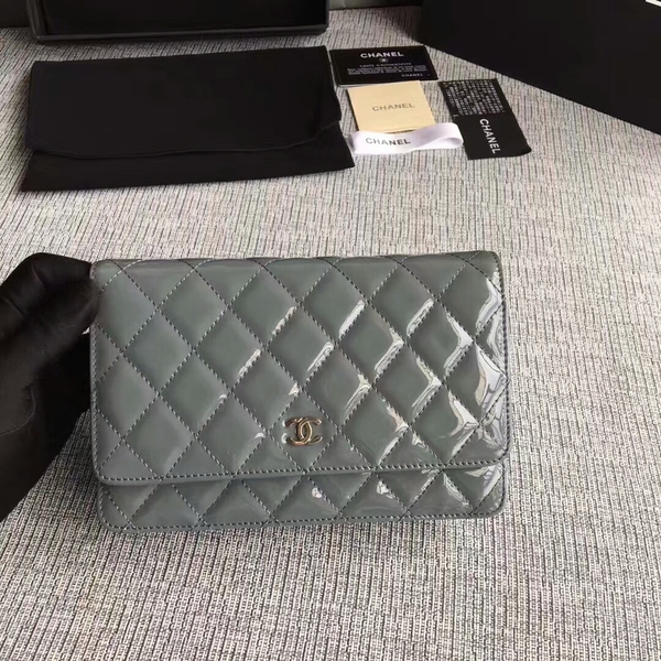 Chanel WOC Flap Bag Patent Leather A33814C Grey Chanel WOC Flap Bag Patent Leather A33814C Grey