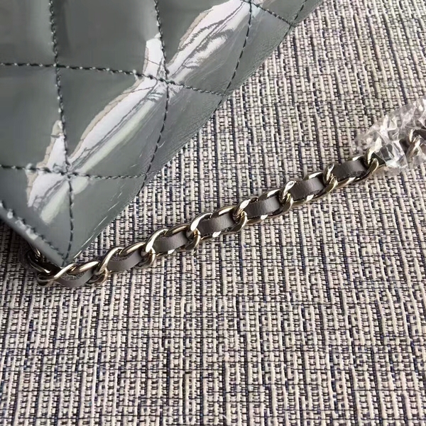 Chanel WOC Flap Bag Patent Leather A33814C Grey Chanel WOC Flap Bag Patent Leather A33814C Grey