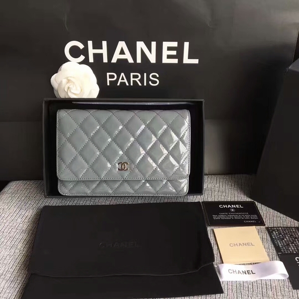Chanel WOC Flap Bag Patent Leather A33814C Grey Chanel WOC Flap Bag Patent Leather A33814C Grey