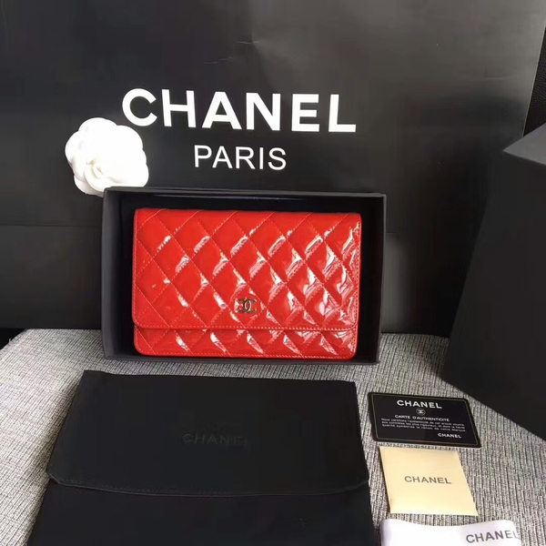 Chanel WOC Flap Bag Patent Leather A33814C Red Chanel WOC Flap Bag Patent Leather A33814C Red