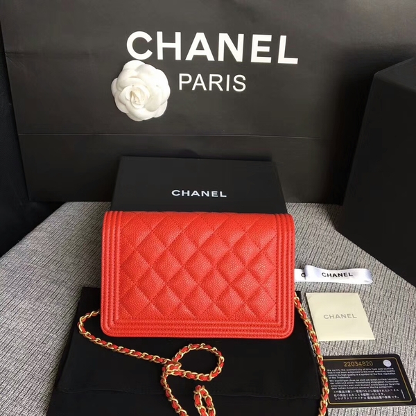 Boy Chanel WOC Flap Bag Original Calfskin Leather CHA6040 Red Boy Chanel WOC Flap Bag Original Calfskin Leather CHA6040 Red