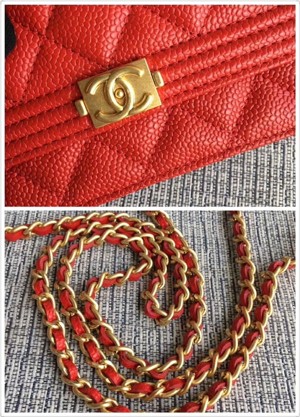 Boy Chanel WOC Flap Bag Original Calfskin Leather CHA6040 Red Boy Chanel WOC Flap Bag Original Calfskin Leather CHA6040 Red