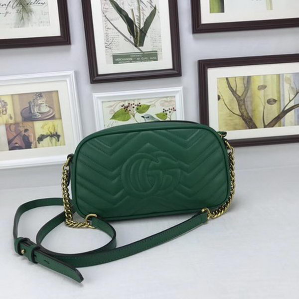 Gucci GG Marmont Matelasse Leather Shoulder Bag 447632 Green Gucci GG Marmont Matelasse Leather Shoulder Bag 447632 Green