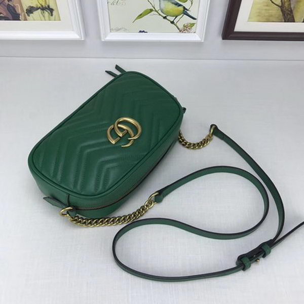 Gucci GG Marmont Matelasse Leather Shoulder Bag 447632 Green Gucci GG Marmont Matelasse Leather Shoulder Bag 447632 Green