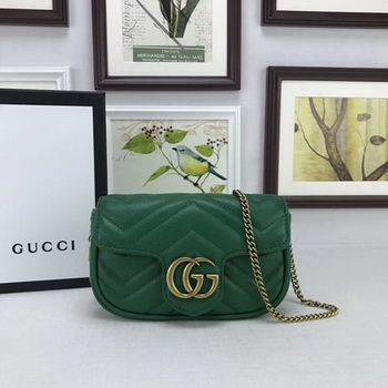 Gucci GG Marmont Matelasse Leather Super Mini Bag 476433 Green Gucci GG Marmont Matelasse Leather Super Mini Bag 476433 Green