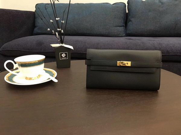 Hermes Kelly Epsom Leather Wallet H4086 Black Hermes Kelly Epsom Leather Wallet H4086 Black
