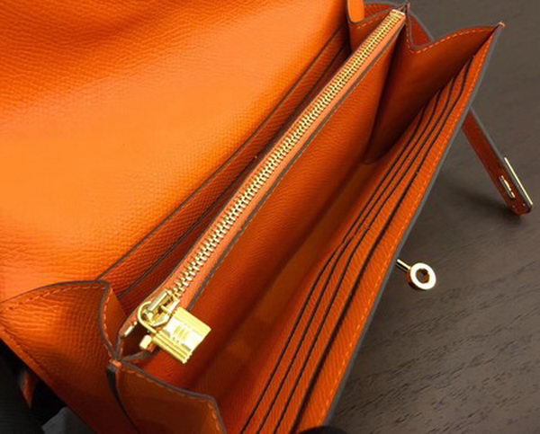 Hermes Kelly Epsom Leather Wallet H4086 Orange Hermes Kelly Epsom Leather Wallet H4086 Orange