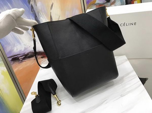 CELINE Sangle Seau Bag in Calfskin Leather C3369 Black CELINE Sangle Seau Bag in Calfskin Leather C3369 Black