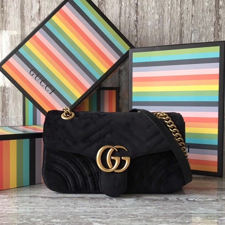 Gucci GG Marmont Chevron Velvet Shoulder Bag 443497 Black Gucci GG Marmont Chevron Velvet Shoulder Bag 443497 Black