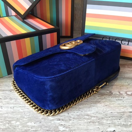 Gucci GG Marmont Chevron Velvet Shoulder Bag 443497 Blue Gucci GG Marmont Chevron Velvet Shoulder Bag 443497 Blue