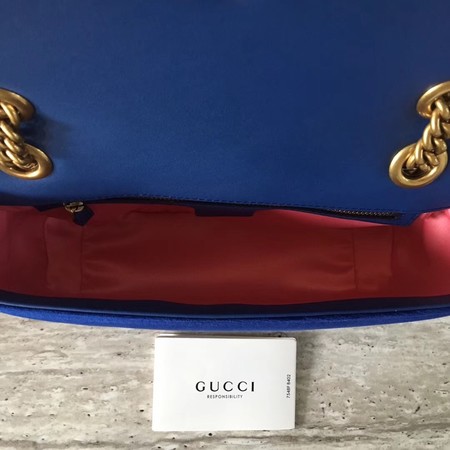 Gucci GG Marmont Chevron Velvet Shoulder Bag 443497 Blue Gucci GG Marmont Chevron Velvet Shoulder Bag 443497 Blue