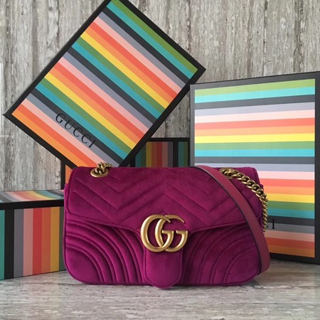 Gucci GG Marmont Chevron Velvet Shoulder Bag 443497 Purple Gucci GG Marmont Chevron Velvet Shoulder Bag 443497 Purple