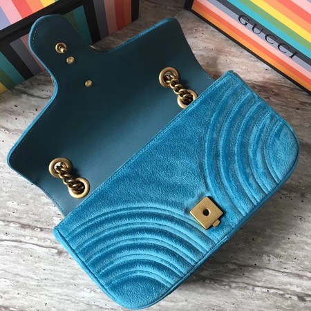 Gucci GG Marmont Chevron Velvet Shoulder Bag 443497 SkyBlue Gucci GG Marmont Chevron Velvet Shoulder Bag 443497 SkyBlue