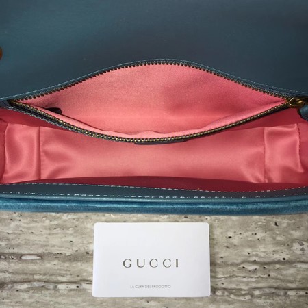 Gucci GG Marmont Chevron Velvet Shoulder Bag 443497 SkyBlue Gucci GG Marmont Chevron Velvet Shoulder Bag 443497 SkyBlue