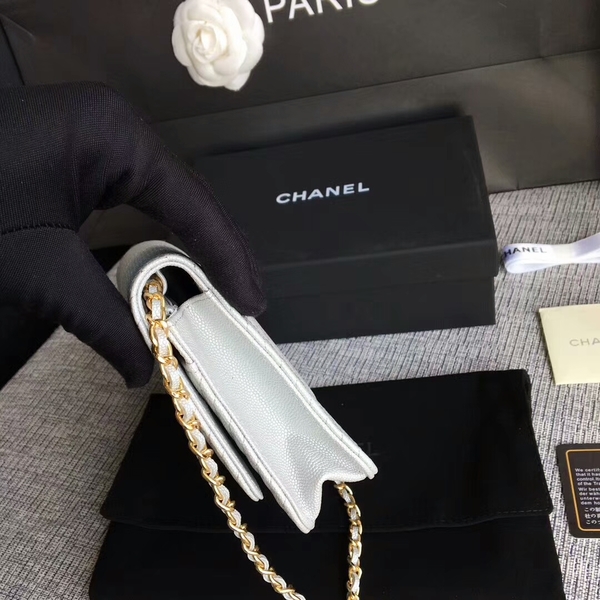 Chanel WOC Flap Shoulder Bag White Calfskin A33814 Gold Chanel WOC Flap Shoulder Bag White Calfskin A33814 Gold