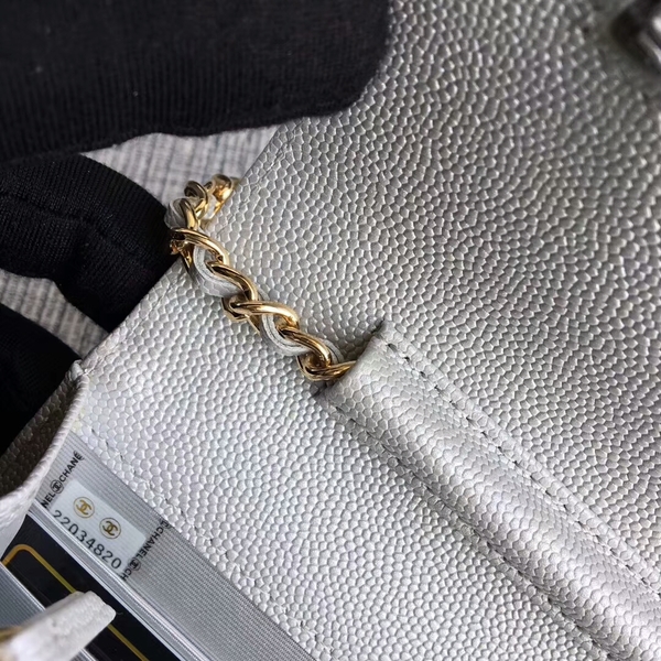 Chanel WOC Flap Shoulder Bag White Calfskin A33814 Gold Chanel WOC Flap Shoulder Bag White Calfskin A33814 Gold