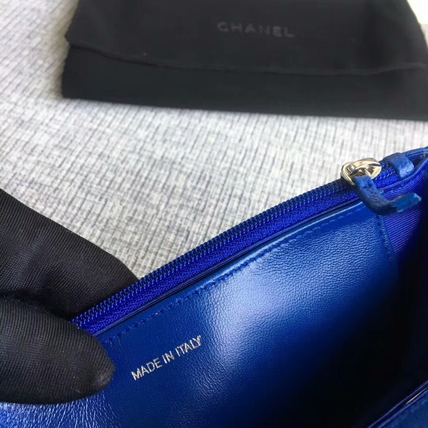 Chanel WOC Flap Shoulder Bag Blue Calfskin Leather A33814 Silver Chanel WOC Flap Shoulder Bag Blue Calfskin Leather A33814 Silver