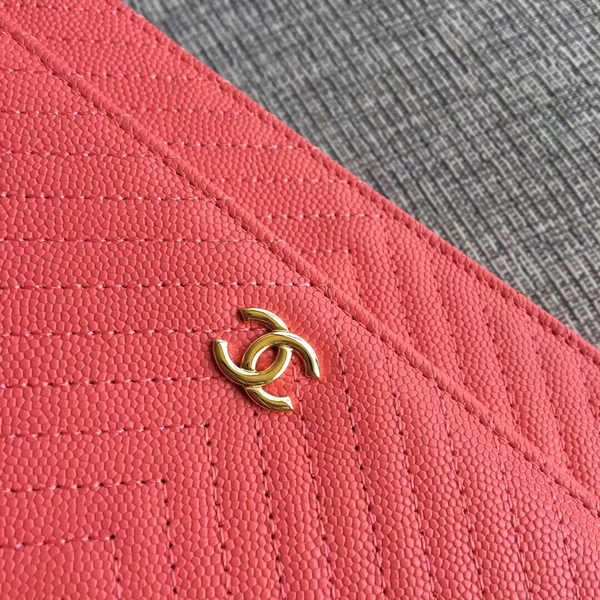 Chanel WOC Flap Shoulder Bag Peach Calfskin Leather A33814 Gold Chanel WOC Flap Shoulder Bag Peach Calfskin Leather A33814 Gold