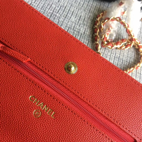 Chanel WOC Flap Shoulder Bag Red Calfskin Leather A33814 Gold Chanel WOC Flap Shoulder Bag Red Calfskin Leather A33814 Gold