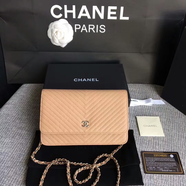 Chanel WOC Flap Shoulder Bag Camel Calfskin Leather A33814 Silver Chanel WOC Flap Shoulder Bag Camel Calfskin Leather A33814 Silver