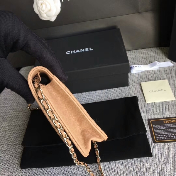 Chanel WOC Flap Shoulder Bag Camel Calfskin Leather A33814 Silver Chanel WOC Flap Shoulder Bag Camel Calfskin Leather A33814 Silver