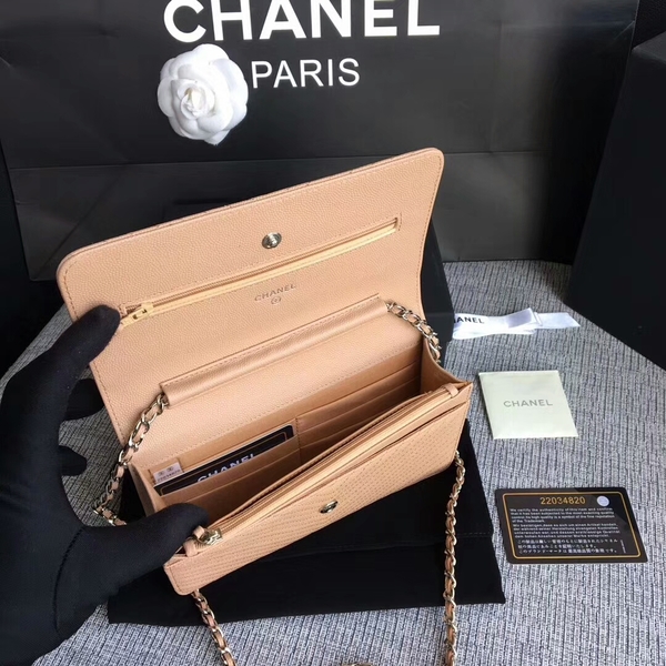 Chanel WOC Flap Shoulder Bag Camel Calfskin Leather A33814 Silver Chanel WOC Flap Shoulder Bag Camel Calfskin Leather A33814 Silver