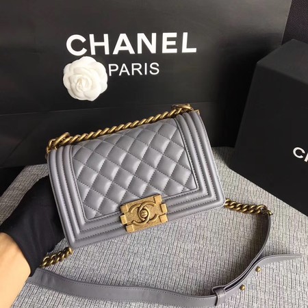 Boy Chanel Flap Shoulder Bag Sheepskin Leather A67085 Grey Boy Chanel Flap Shoulder Bag Sheepskin Leather A67085 Grey