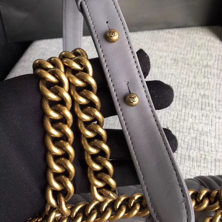 Boy Chanel Flap Shoulder Bag Sheepskin Leather A67085 Grey Boy Chanel Flap Shoulder Bag Sheepskin Leather A67085 Grey