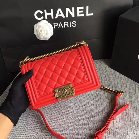Boy Chanel Flap Shoulder Bag Sheepskin Leather A67085 Red Boy Chanel Flap Shoulder Bag Sheepskin Leather A67085 Red