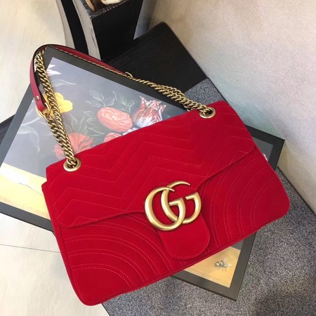 Gucci GG Marmont Medium Velvet Shoulder Bag 443496 Red Gucci GG Marmont Medium Velvet Shoulder Bag 443496 Red