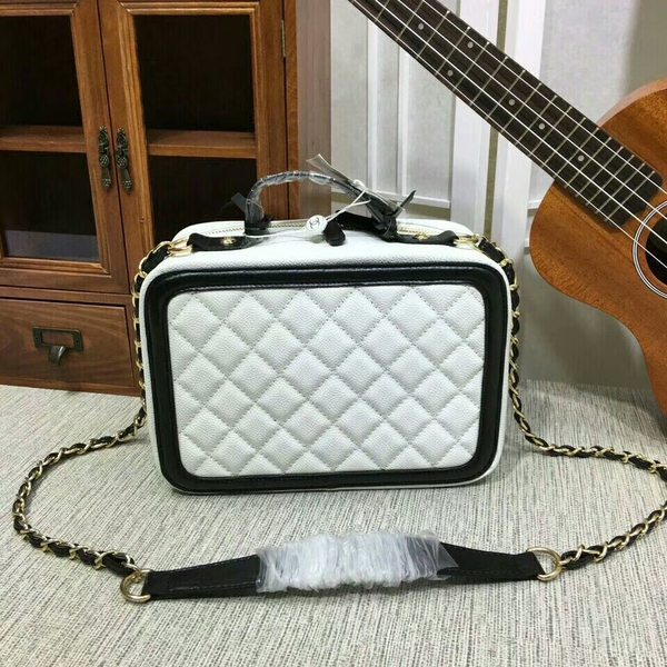 Chanel Calfskin Leather Shoulder Bag 6070 White Chanel Calfskin Leather Shoulder Bag 6070 White