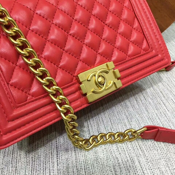 Boy Chanel Flap Shoulder Bag Sheepskin Leather 67086A Red Boy Chanel Flap Shoulder Bag Sheepskin Leather 67086A Red