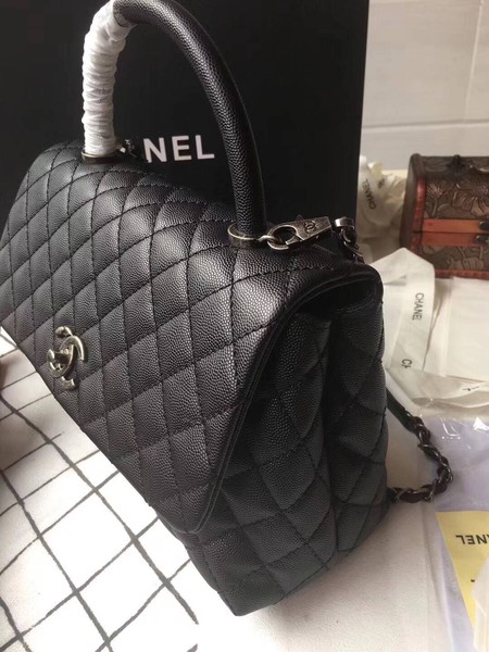 Chanel Classic Black Top Handle Bag Black Original Leather A92292 Silver Chanel Classic Black Top Handle Bag Black Original Leather A92292 Silver
