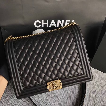 Boy Chanel Flap Shoulder Bag Black Original Sheepskin Leather A67087 Gold Boy Chanel Flap Shoulder Bag Black Original Sheepskin Leather A67087 Gold