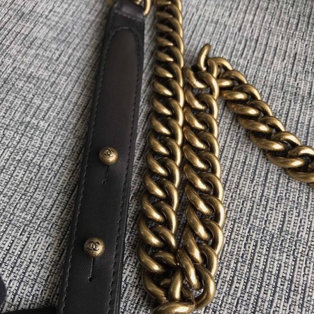 Boy Chanel Flap Shoulder Bag Black Original Sheepskin Leather A67087 Gold Boy Chanel Flap Shoulder Bag Black Original Sheepskin Leather A67087 Gold