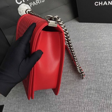 Boy Chanel Flap Shoulder Bag Red Original Sheepskin Leather A67087 Silver Boy Chanel Flap Shoulder Bag Red Original Sheepskin Leather A67087 Silver