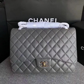 Chanel Maxi Quilted Classic Flap Bag Grey Sheepskin Leather A58601 Gold Chanel Maxi Quilted Classic Flap Bag Grey Sheepskin Leather A58601 Gold