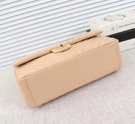 Chanel Maxi Classic Flap Bag Apricot Chevron Sheepskin Leather A58601 Gold Chanel Maxi Classic Flap Bag Apricot Chevron Sheepskin Leather A58601 Gold