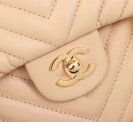 Chanel Maxi Classic Flap Bag Apricot Chevron Sheepskin Leather A58601 Gold Chanel Maxi Classic Flap Bag Apricot Chevron Sheepskin Leather A58601 Gold