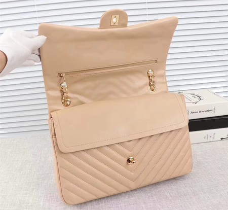 Chanel Maxi Classic Flap Bag Apricot Chevron Sheepskin Leather A58601 Gold Chanel Maxi Classic Flap Bag Apricot Chevron Sheepskin Leather A58601 Gold