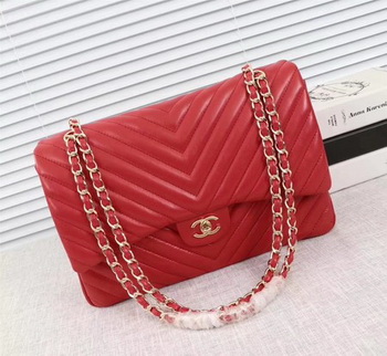 Chanel Maxi Classic Flap Bag Red Chevron Sheepskin Leather A58601 Gold Chanel Maxi Classic Flap Bag Red Chevron Sheepskin Leather A58601 Gold