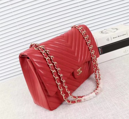 Chanel Maxi Classic Flap Bag Red Chevron Sheepskin Leather A58601 Gold Chanel Maxi Classic Flap Bag Red Chevron Sheepskin Leather A58601 Gold