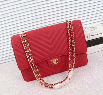 Chanel Maxi Quilted Classic Flap Bag Red Chevron Cannage Pattern A58601 Gold Chanel Maxi Quilted Classic Flap Bag Red Chevron Cannage Pattern A58601 Gold